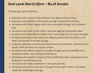 DJINN ENSIGN Spirit Guide - Ba of Anubis Warrior - Overcome Fear and Gain Confidence