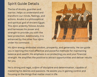 DJINN ENSIGN Spirit Guide - Ba of Anubis Warrior - Overcome Fear and Gain Confidence