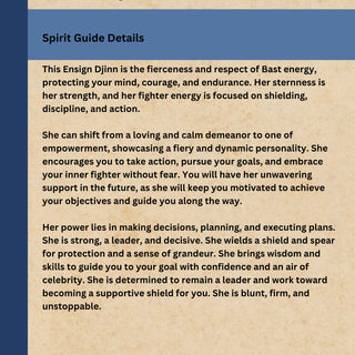 DJINN ENSIGN Spirit Guide -  Bast Shield - Stop Jealousy, Rude, Entitled People